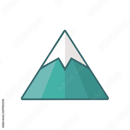 Flat mountain peak icon with snow