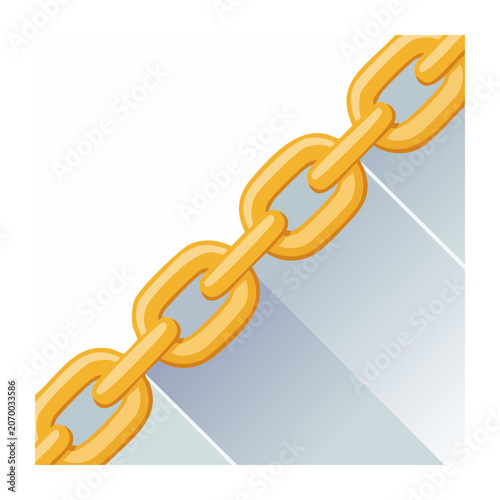 Golden chain links diagonal vector illustration