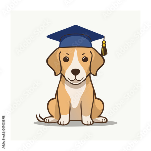 Cartoon Dog Wearing Graduation Cap