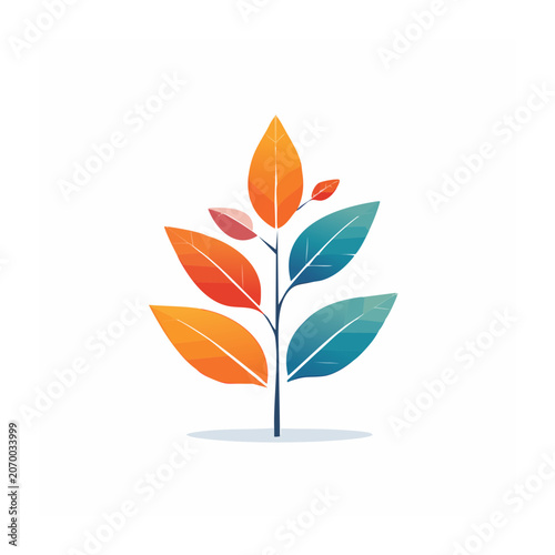 Colorful autumn leaves illustration on white background