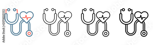 Stethoscope Icon Collection Set Different Style