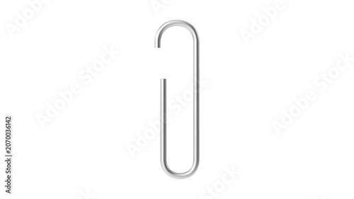 Tableau sur toile Single Silver Metal Paper Clip Isolated on Black Background