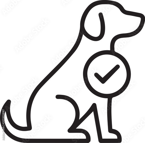 Verified Dog Certification Line Art Icon