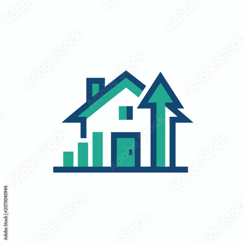 A graphic icon showing a house with an upward trending growth arrow