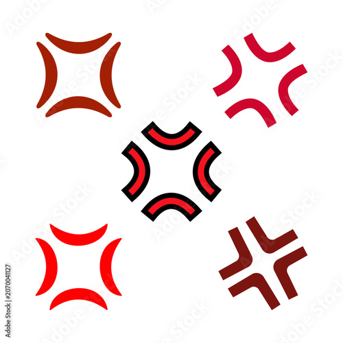 Anger Symbol Set Icon Vector Collection on White Background for Emotion Expression Rage Frustration Mood Reaction Emoji and Communication Symbol Illustration