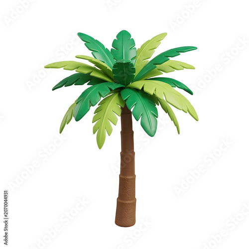 3D Render of a Stylized Palm Tree with Transparent Background