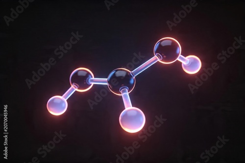 White Glowing Molecule Atom Dark Science Abstract Background