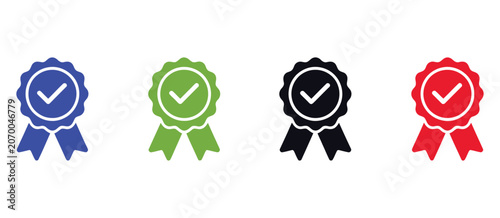 Slika na platnu Certified Checkmark Badge Icon Featuring Verified Approval Symbol, Quality Assur