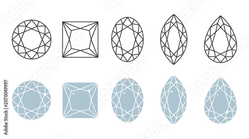 Tableau sur toile Gemstone cuts set with round square oval marquise and pear shapes
