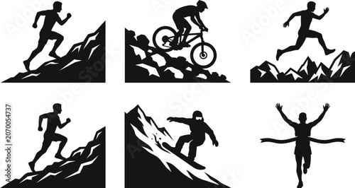 Photos Silhouette Collection Of Outdoor Sports And Mountain Scenery