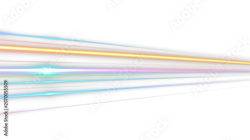 Slika na platnu Colorful light trails isolated on transparent background, creating a dynamic vis