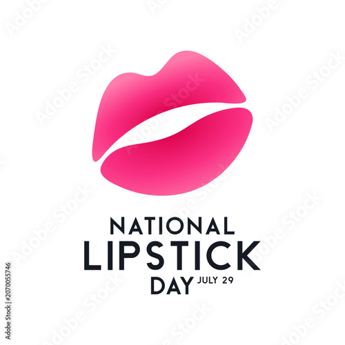 National Lipstick Day vector illustration on July 29 with pink lips mark shape. Perfect for beauty banner, greeting card, cosmetic promotion, social media post, and poster template.