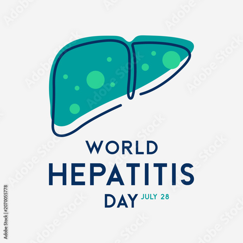 World Hepatitis Day greeting card vector illustration with human liver icon on white background. July 28 awareness campaign concept design.