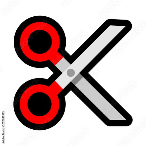 Black Scissors Flat Design Icon Vector Isolated on White Background for Cutting and Craft Concept