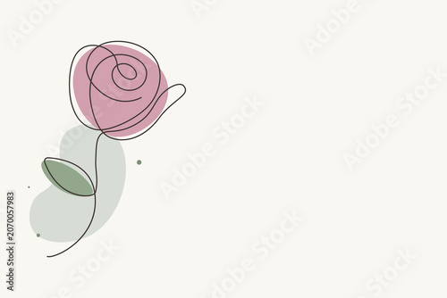 Botanical Rose Banner Design, Minimal Flower Composition, Feminine Marketing Background, Beauty and Spa Promotion Template
