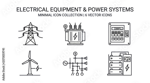Electrical Equipment and Power Systems Minimal Icon Collection