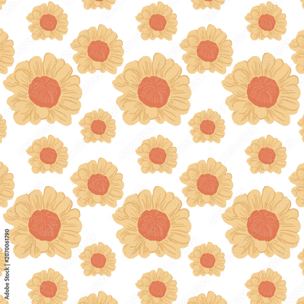 Fototapeta premium Seamless Yellow Blossom Floral Pattern