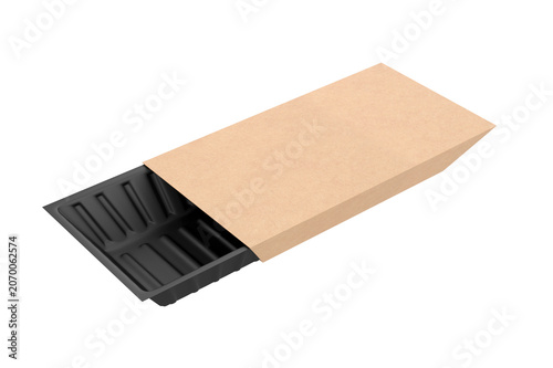 Empty Food Tray Mockup Isolated On White Background. 3d illustration