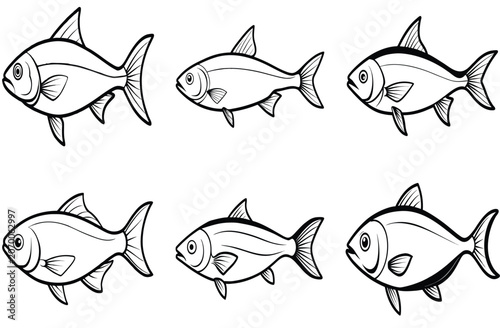 Fish icon vector set isolated on white background. food illustration sign collection.