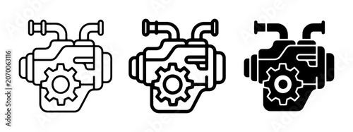 Obraz na plátně Engine Icons Set, Mechanical Motor Vector Graphics, Automotive Power Unit Symbol