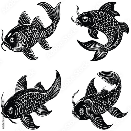 Fish icon vector set isolated on white background. food illustration sign collection.