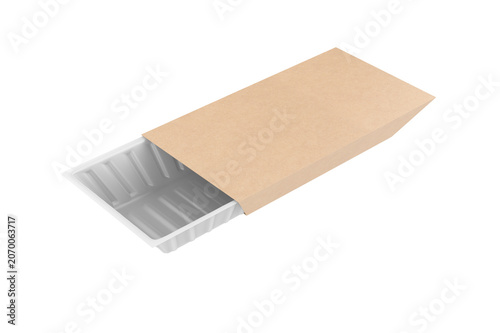 Empty Food Tray Mockup Isolated On White Background. 3d illustration