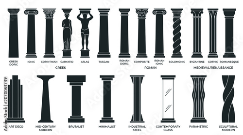 Fotografie Various architectural columns and pillars.