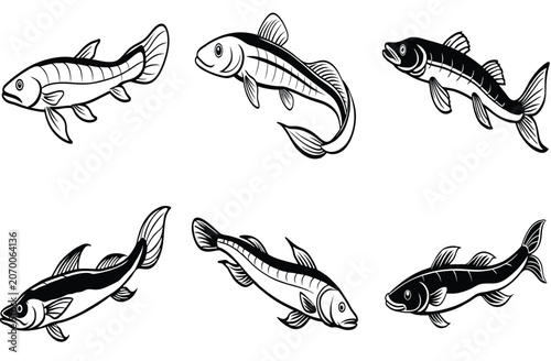 Fish icon vector set isolated on white background. food illustration sign collection.