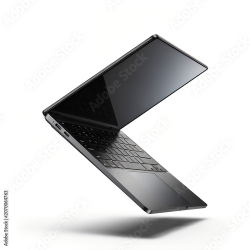 modern black laptop  isolated white background