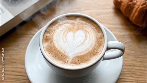 Heart Shaped Latte Art In Warm Morning Light