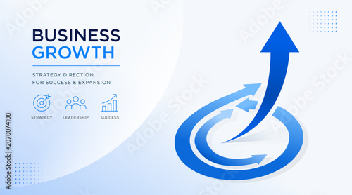 Foto Strategic business direction vector banner with swirling upward arrows symbolizing transformation and future growth