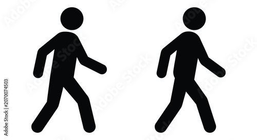 Obraz na plátne Two walking person silhouettes against a white background a simple graphic repre