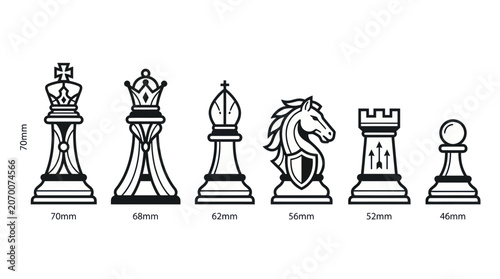 Chess pieces on a white background.