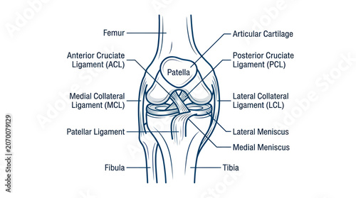 Tableau sur toile Anatomy of human knee joint structure.