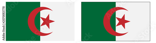 Algeria National flag. Algeria flag in rectangular, heart, round and wave shape with moon and star.