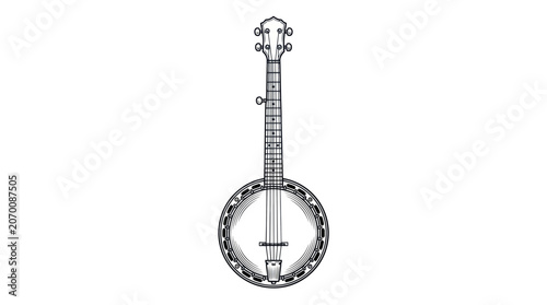Fotografie Traditional five string banjo musical instrument