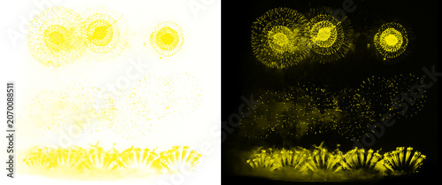 Fotografía Bioluminescent yellow bacteria colonies on petri dish, glowing microbial culture