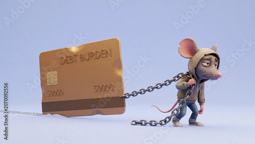 Credit card debt burden and personal financial debt trap concept for consumer overspending credit crisis and debt management awareness
