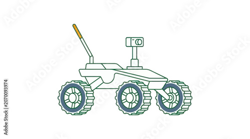 Fotografía Mars Rover Outline Vector Illustration