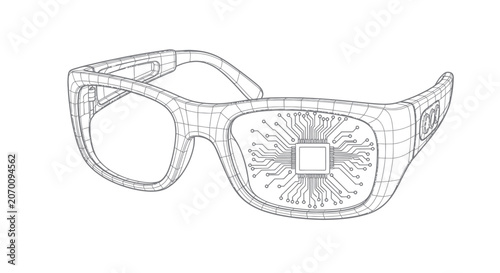 Smart Glasses Circuit Board Vector Illustration