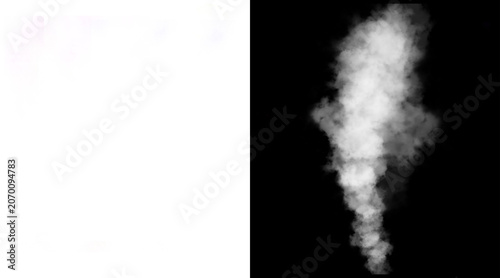 Foto Atmospheric white smoke plume on black background, realistic steam vapor trail,
