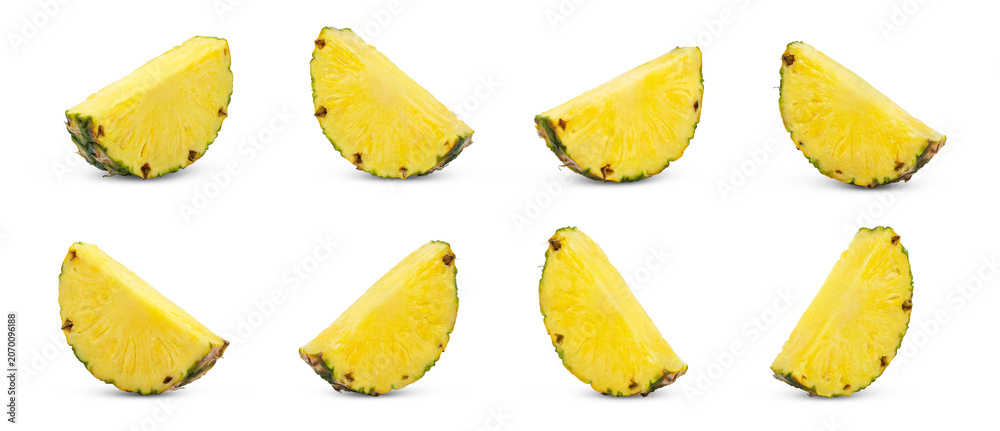 Naklejka premium Pineapple or ananas slice isolated collection, set.
