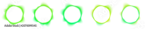 Tableau sur toile Glowing neon green circle backdrop with soft internal wave pulse and vibrant lime gradient borders
