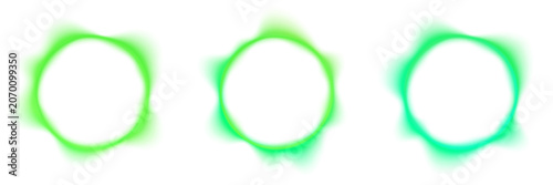 Glowing neon green circle backdrop with soft internal wave pulse and vibrant lime gradient borders. Luminous rounded frame for modern digital advertising banner or techno music cover PNG.