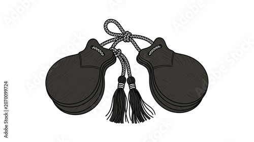 Принти на полотні Spanish castanets percussion instrument with decorative tassels