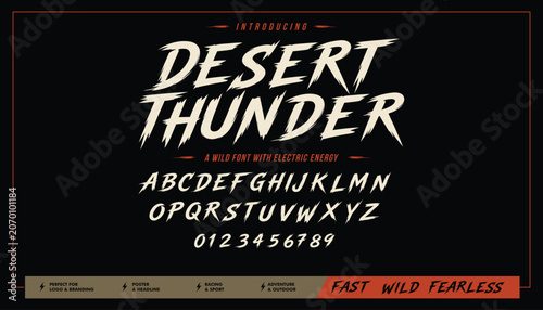 Desert Thunder Wild electric brush font for sport and adventure branding