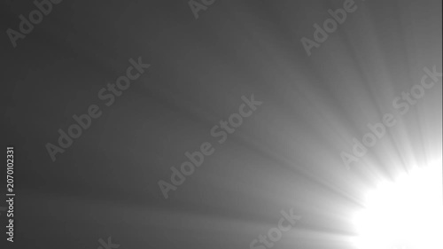 High quality stock footage of sun rays light effects, overlay light transition, sunlight, Sun rays view, white spotlight, overlay or flare glow array isolated on black background with alpha channel 4k