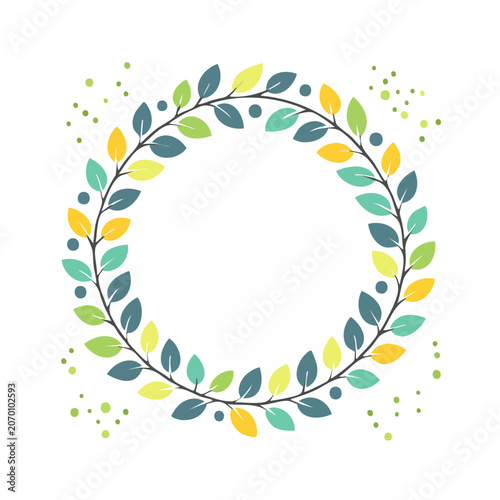 Colorful Leaf Wreath Vector Illustration