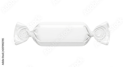 Minimalist white candy wrapper with twisted ends
