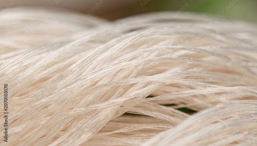 Fototapeta premium Closeup medium shot of biopolyester fibers showcasing smooth texture and ecofriendly production symbolizing sustainable synthetic material from renewable sources.